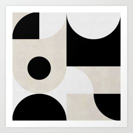 geometry mid modern black white II Art Print