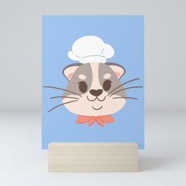 Cut Chef Cat Red Mini Art Print