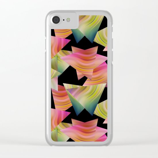 Abstraction . Rainbow triangles . Clear iPhone Case