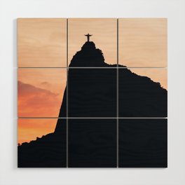 Brazil Photography - Silhouette Of Christ The Redeemer On Top Of The Hill Wood Wall Art