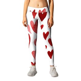 Valentines day hearts explosion - red Leggings | Cutepattern, Couple, Stvalentines, Boyfriend, Pattern, Modern, Watercolor, Heartsexplosion, Anniversary, Lovely 