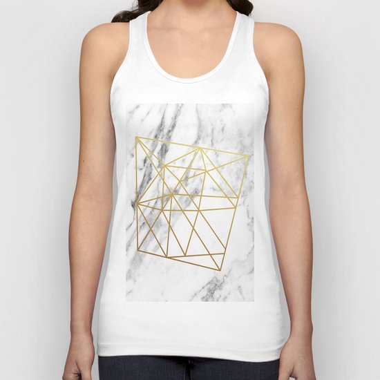 Gold geometric marble Unisex Tank Top