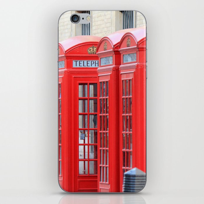 Great Britain Photography - Phone Booths Lined Up Beside Each Other iPhone Skin