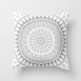Gray White Modern Mandala Throw Pillow