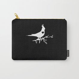 Cockatiel Bird On Branch Silhouette Heart Carry-All Pouch