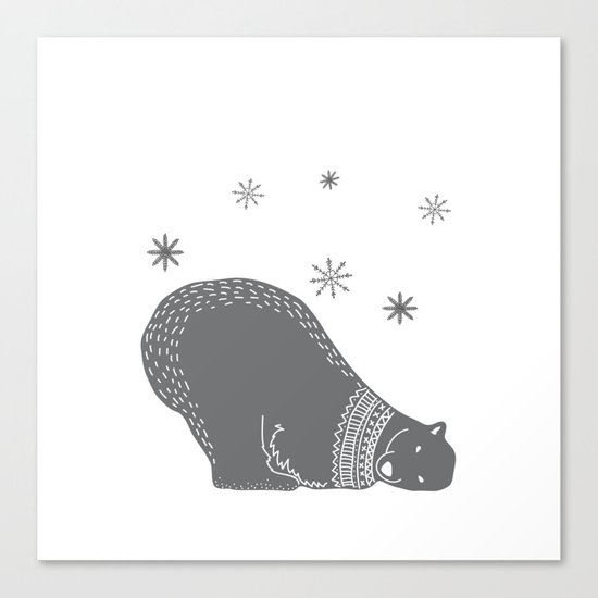 Merry christmas- Polar bear - Animal Watercolor Illustration Canvas Print