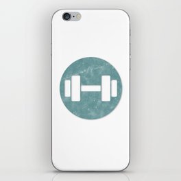 Dumbbell weights vintage blue circle iPhone Skin