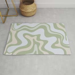 Liquid Swirl Contemporary Abstract Pattern in Light Sage Green Area & Throw Rug
