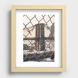 Brooklyn Bridge Through the Fence | Travel Photography and Collage Recessed Framed Print