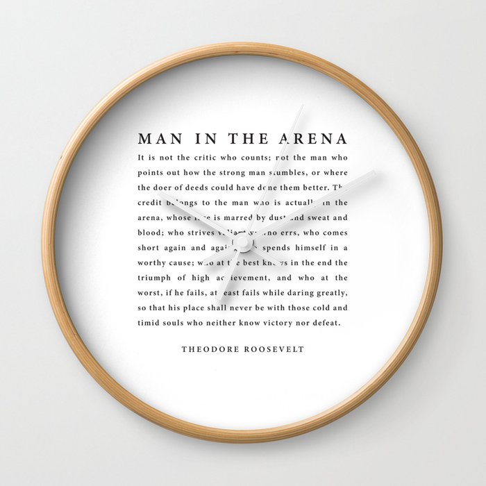 The Man In The Arena, Theodore Roosevelt Wall Clock