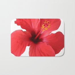 Scarlet Hibiscus Tropical Flower Vector Bath Mat | Flower, Tropical, Digital, Red, Tropicalflower, Floral, Hibiscus, Graphicdesign, Botanical, Redhibiscus 