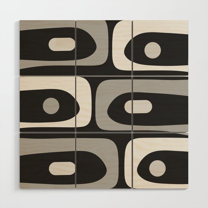 Mid-Century Modern Piquet Minimalist Abstract Pattern in Gray Wood Wall Art