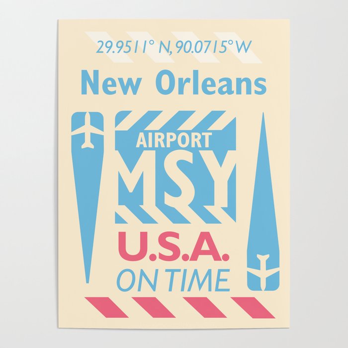 MSY New Orleans airport code design 150921 Poster by airportstickers