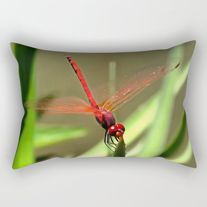 Beautiful Firecracker Dragonfly Rectangular Pillow