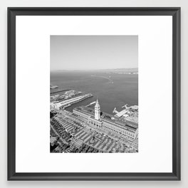 Ferry Building Marketplace from Above, San Francisco, California - Black & White Framed Art Print | Marketplace, California, Building, Ferrybuilding, America, Sanfranciscobay, Blackwhite, Sanfrancisco, Bayarea, Embarcadero 