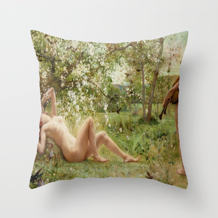 Springtime Awakening : Nude Art Throw Pillow