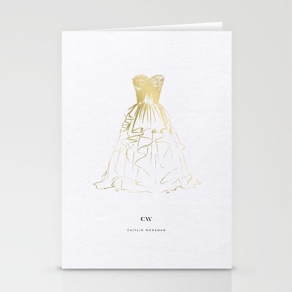 Little Gold Ball Gown Dress Stationery Cards