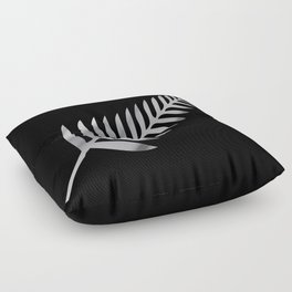 Silver Fern of New Zealand On Black Floor Pillow