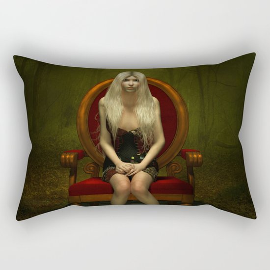 Dark wonderland Alice on a red chair Rectangular Pillow