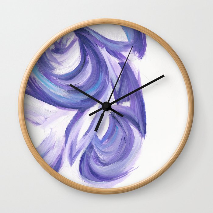 Wind on the City 3 - Abstract painting in modern lavender purple with hints of bright blue Wall Clock