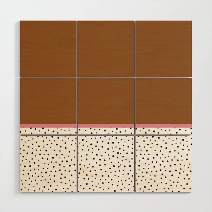 Afghan Tan + Carissma Pink + Polka Dots Composition  Wood Wall Art