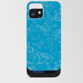 Turquoise and White Toys Outline Pattern iPhone Card Case