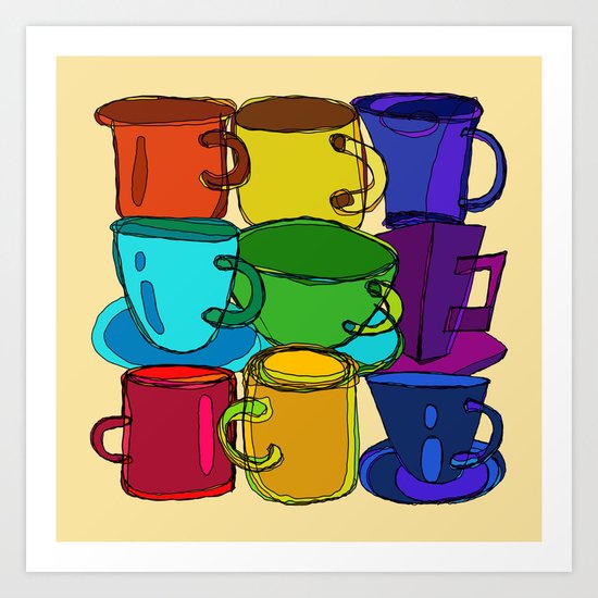 Tea Cups and Coffee Mugs Spectrum Art Print