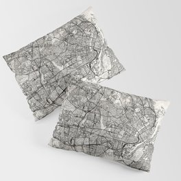 Copenhagen, Denmark - City Map Art Print - Black and White Pillow Sham