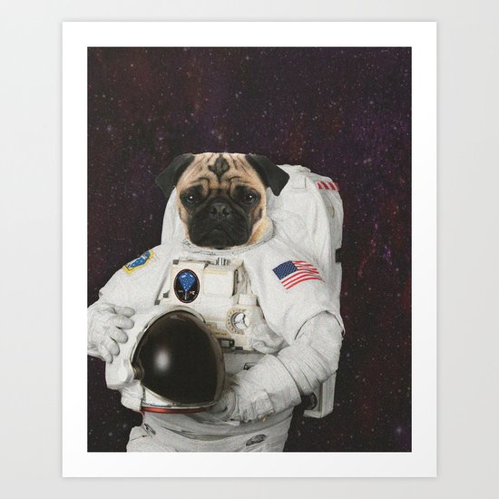First Pug On The Moon Art Print