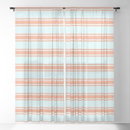 [ Thumbnail: Light Cyan and Light Salmon Colored Stripes/Lines Pattern Sheer Curtain ]