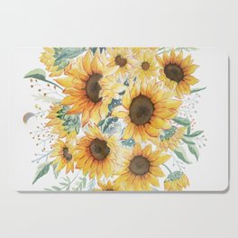 Loose Watercolor Sunflowers Cutting Board