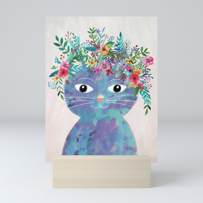 Flower cat II Mini Art Print
