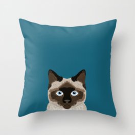 Ezra - Siamese Cat, Cute Kitten Retro Cat Art cell phone case, siamese, cute cat Throw Pillow