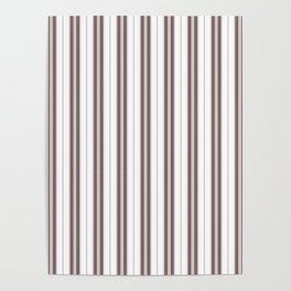 Bark Brown and White Vintage American Country Cabin Ticking Stripe Poster