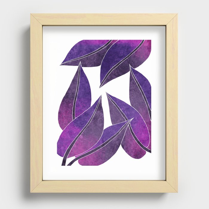 Purple Leaves - Tropical, Botanical Art Recessed Framed Print