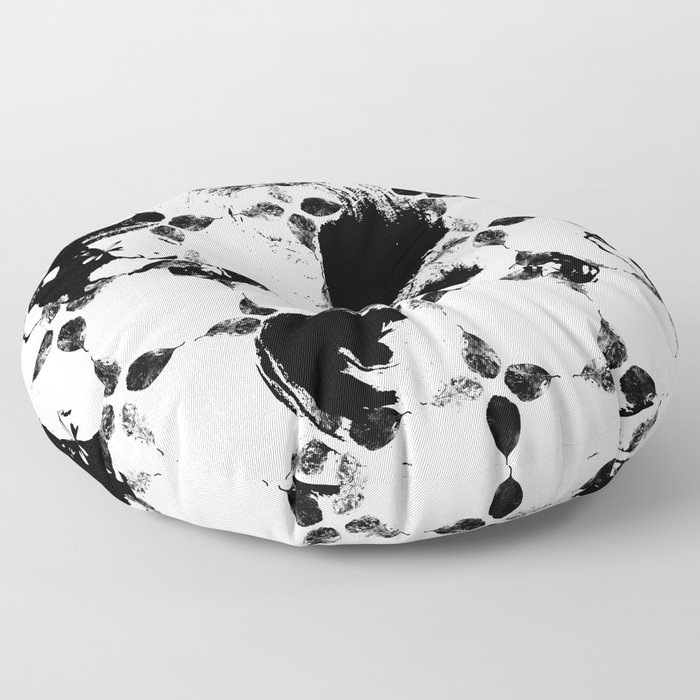 Black and white leaves Floor Pillow