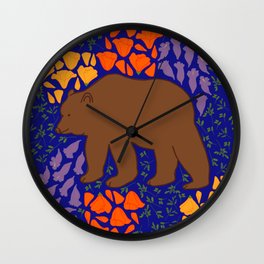 Golden State Wall Clock | Poppies, Drawing, Grizzlybear, Jacarandas, Goldenstate, California, Digital 