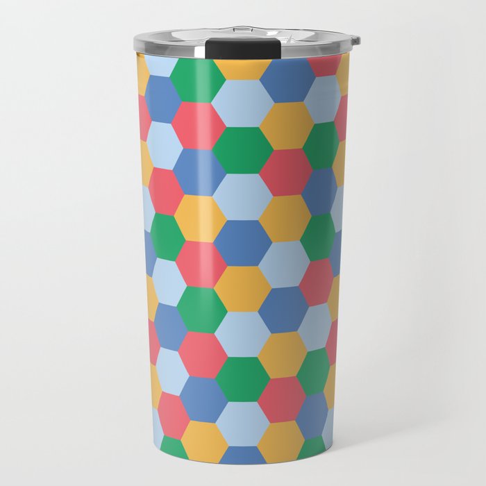 Colorful Hexagon polygon pattern. Digital Illustration background Travel Mug