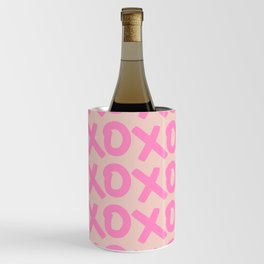 XOXO Print Peach And Pink Hugs And Kisses Minimalistic Wall Art XOXO Pattern Preppy Modern Decor Wine Chiller