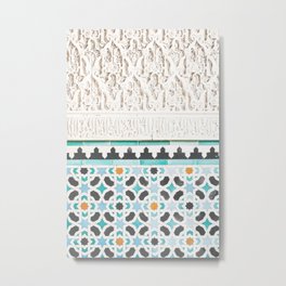 Seville XXI [ Andalusia, Spain ] Pastel blue white azulejos tile mosaic with islamic muslim art Metal Print
