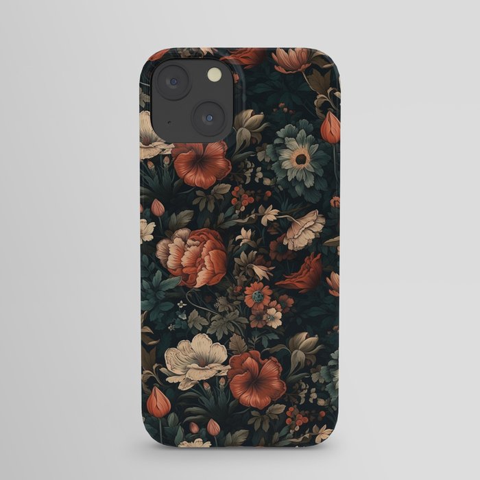 Vintage Aesthetic Beautiful Flowers, Nature Art, Dark Cottagecore Plant Collage - Flower iPhone Case