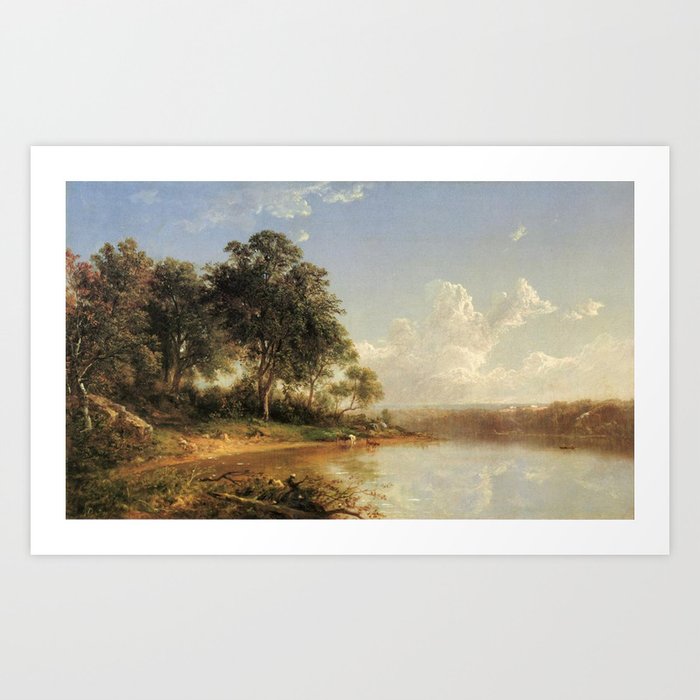 Afternoon Along The Banks Of A River 1862 By David Johnson | Reproduction | Romanticism Landscape Pa Art Print