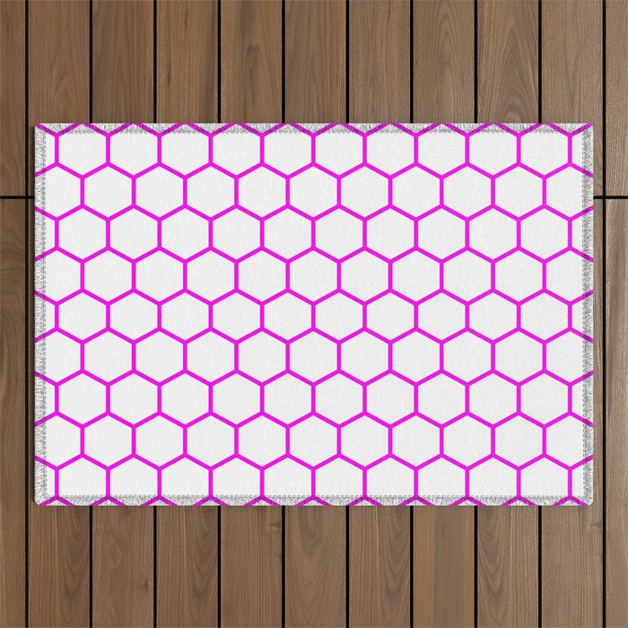 Honeycomb (Magenta & White Pattern) Outdoor Rug