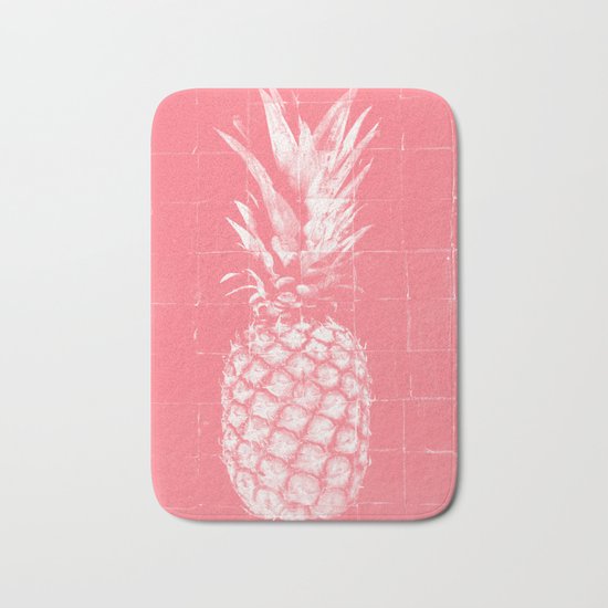 Hot pink pineapple Bath Mat