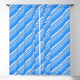 [ Thumbnail: Blue and Light Gray Colored Lines Pattern Blackout Curtain ]
