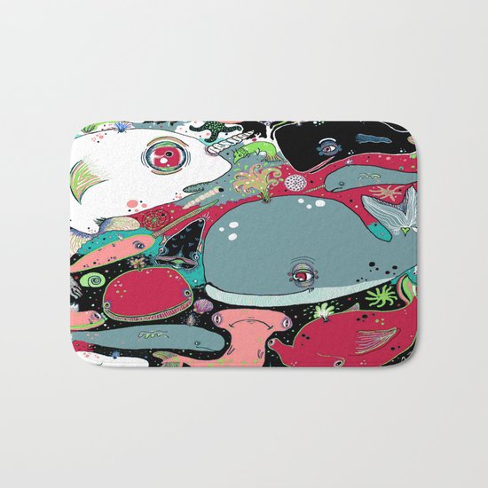 whale narwhal hammerhead shark sealife Bath Mat