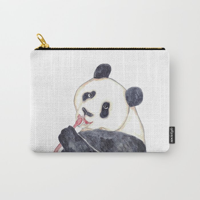Panda bear brushing teeth bath watercolor Carry-All Pouch