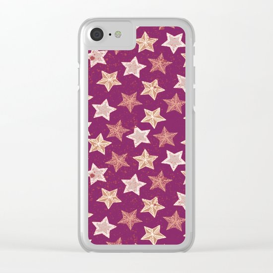 Festive Stars Purple Clear iPhone Case