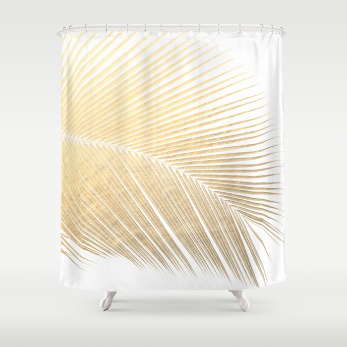 Palm leaf - gold Shower Curtain
