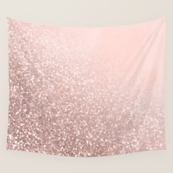 Rose Gold Sparkles on Pretty Blush Pink VI Wall Tapestry by Nature Magick Society6
